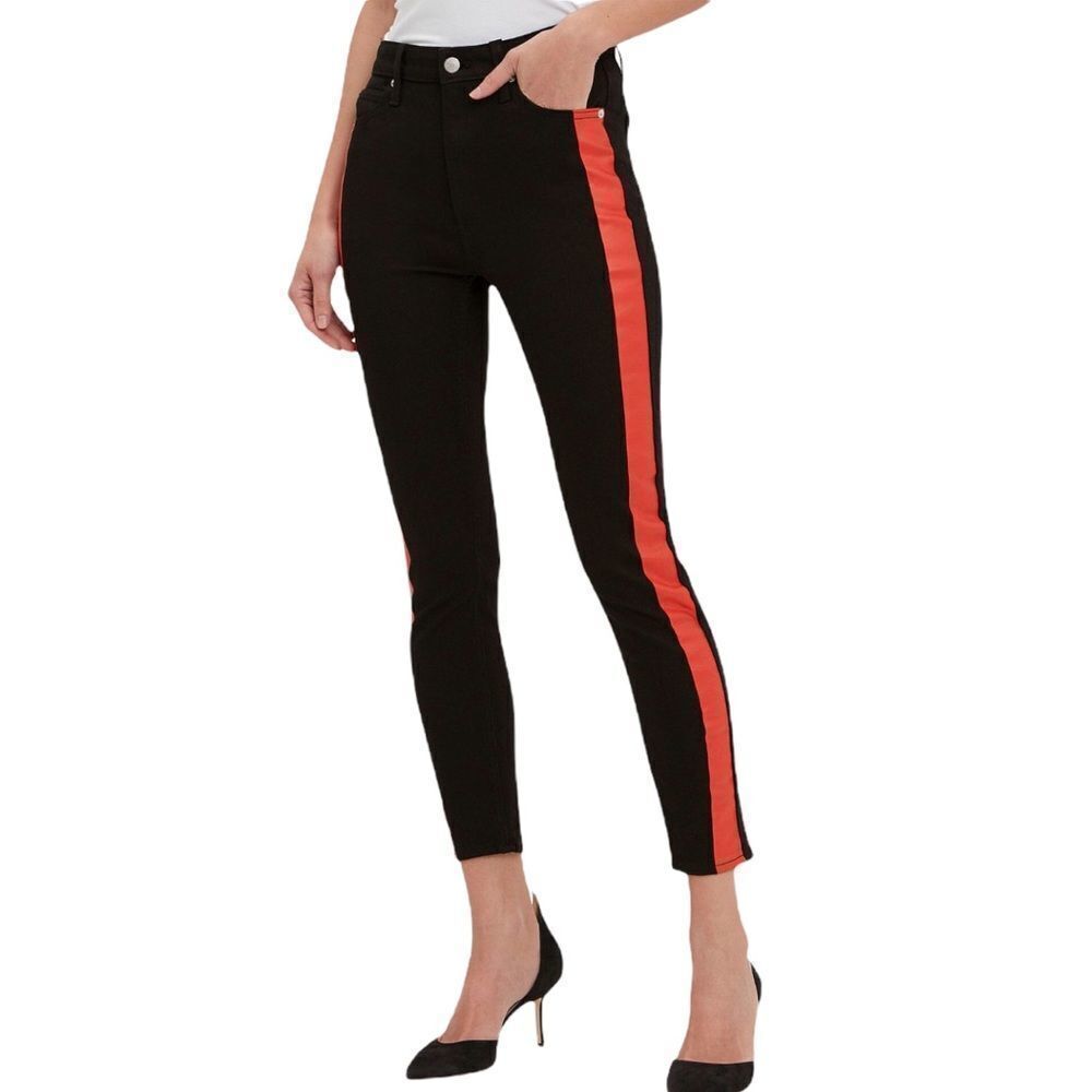 NEW Calvin Klein Red Striped Black Skinny Fit Jeans Size 26
